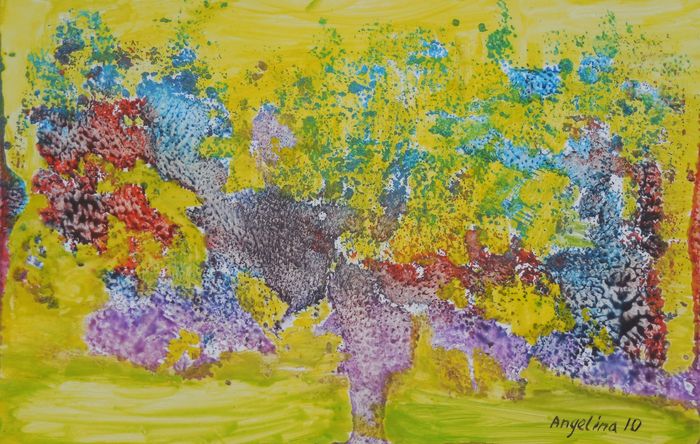 Art Studio PALETTE. Angelina Rudakova Picture.  Wax Landscape Trees 
